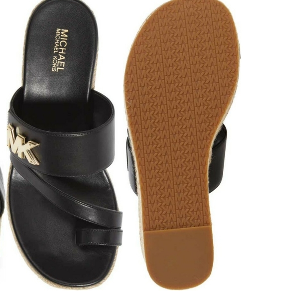 MICHAEL KORS SIDNEY ESPADRILLE  BLACK WEDGE SANDALS SIZE 10 M - Picture 6 of 14